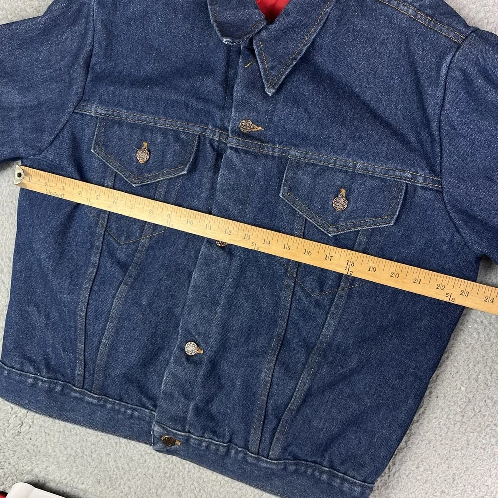 Vintage Red Quilt Lined Dark‎ Denim Work Jacket Western Coat Unbranded